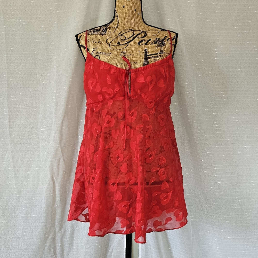 Vintage Intimate Style Lingerie Slip Dress With Hearts Size Large